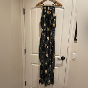 Floral Striped Maxi Dress Sleeveless
